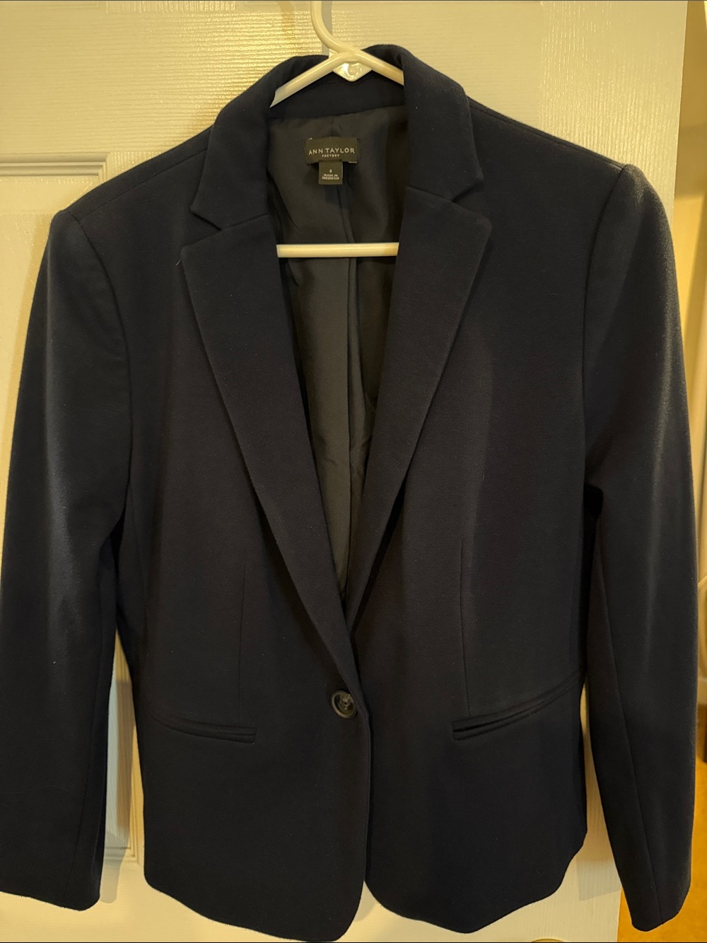 Ann Taylor Factory Dark Navy Tailored Single-Button Blazer